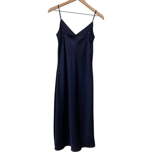 NWOT Aritzia Wilfred Only Slip Satin Midi Dress in Dark Blue Size Small - Picture 6 of 10